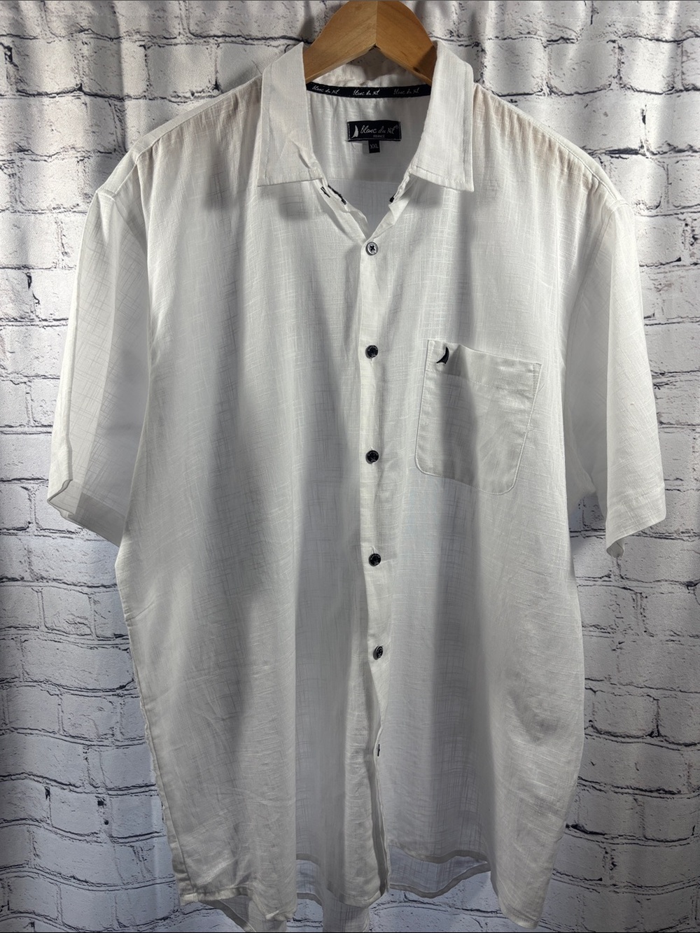 Men's White Short-Sleeve Cotton Casual Button-Down Shirt by Blanc du Nil